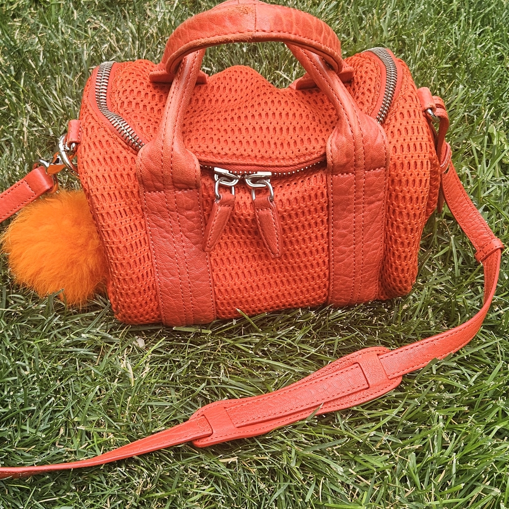 Alexander Wang Orange Rockie Bag with Croc Embossed Texture
